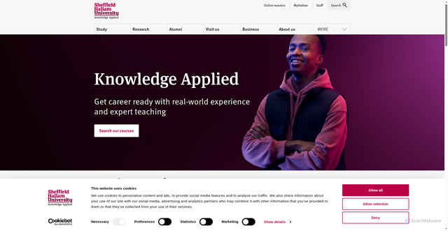 Security scan screenshot of https://www.shu.ac.uk/
