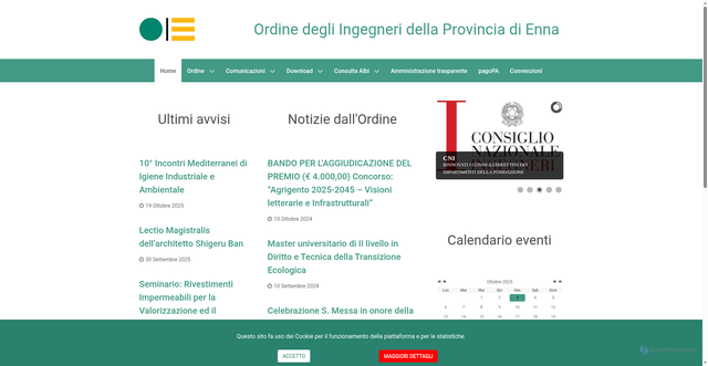 Security scan screenshot of https://www.ordineingegnerienna.it/joomla/