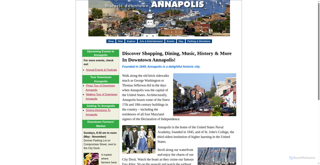 Security scan screenshot of https://www.downtownannapolis.org/