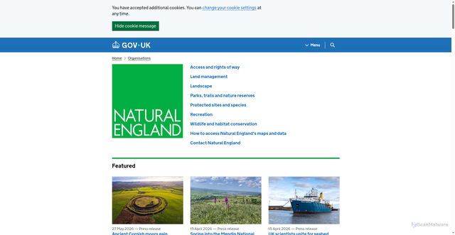 Security scan screenshot of http://www.naturalengland.org.uk