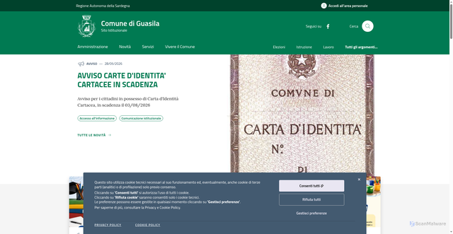 Security scan screenshot of https://www.comuneguasila.it