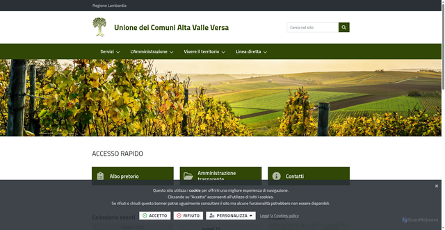 Security scan screenshot of https://www.unionecomunialtavalleversa.pv.it/it-it/home