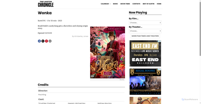 Security scan screenshot of https://calendar.austinchronicle.com/austin/wonka/Film?oid=13452989