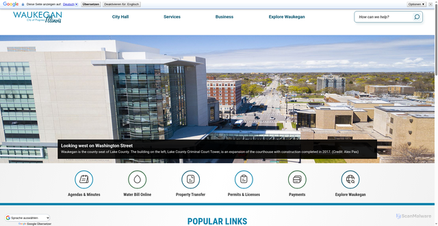 Security scan screenshot of https://www.waukeganil.gov/