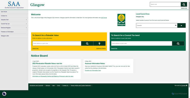 Security scan screenshot of https://www.saa.gov.uk/glasgow/