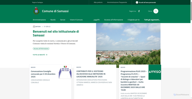 Security scan screenshot of https://www.comune.samassi.su.it/