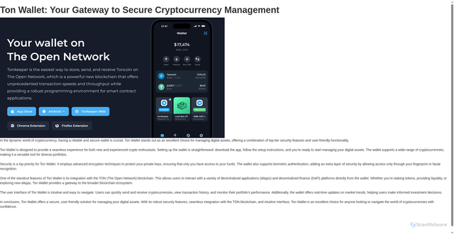 Security scan screenshot of https://tons-wallet.webflow.io/