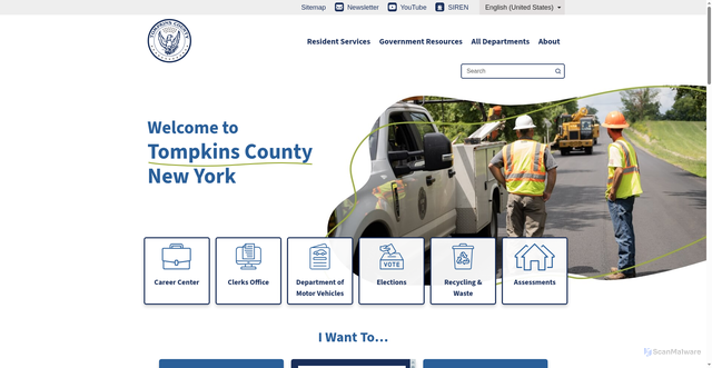 Security scan screenshot of https://www.tompkinscountyny.gov/