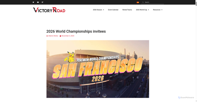 Security scan screenshot of https://victoryroad.pro/2026-worlds-invites/