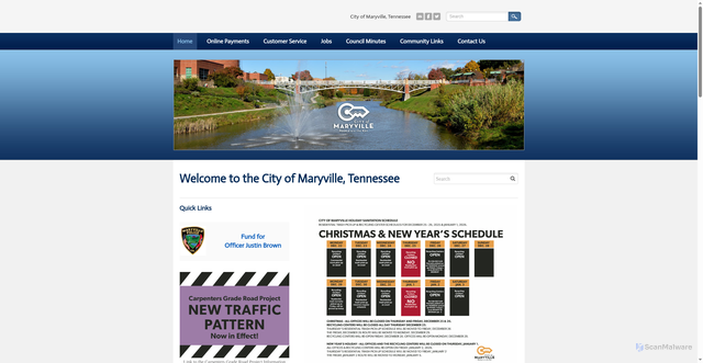 Security scan screenshot of https://www.maryvillegov.com