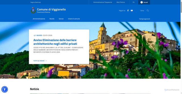 Security scan screenshot of https://www.comune.viggianello.pz.it/