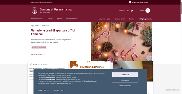 Security scan screenshot of https://comune.ussaramanna.su.it/
