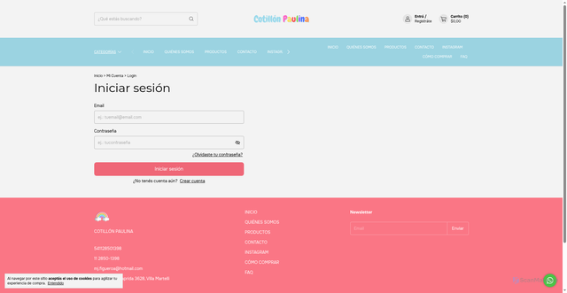 Security scan screenshot of https://cotillonpaulina.com.ar/account/login/