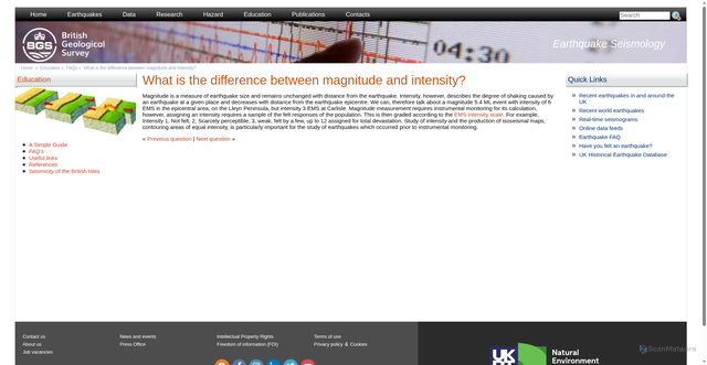 Security scan screenshot of http://quakes.bgs.ac.uk/education/faqs/faq17.html