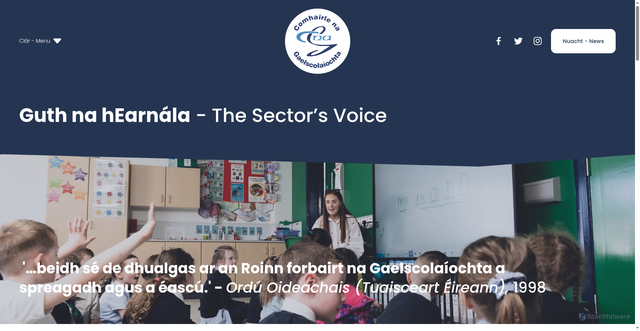 Security scan screenshot of http://www.gaelscolaiocht.org/