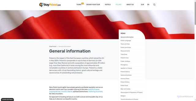 Security scan screenshot of https://www.staypoland.com/poland/general-information/