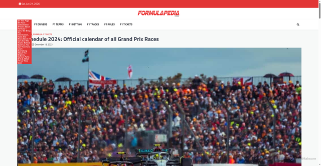 Security scan screenshot of https://formulapedia.com/f1-schedule/