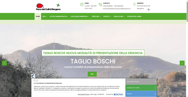 Security scan screenshot of https://www.parcocollibergamo.it/ITA/Home.asp