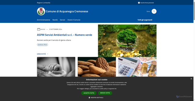 Security scan screenshot of https://www.comune.acquanegra.cr.it/it