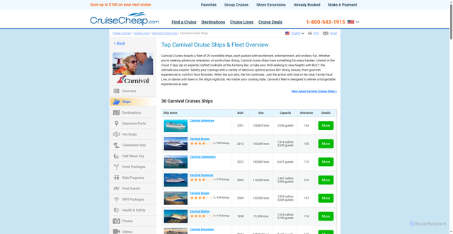 Security scan screenshot of https://www.cruisecheap.com/cruise-lines/carnival-cruises-ships.html