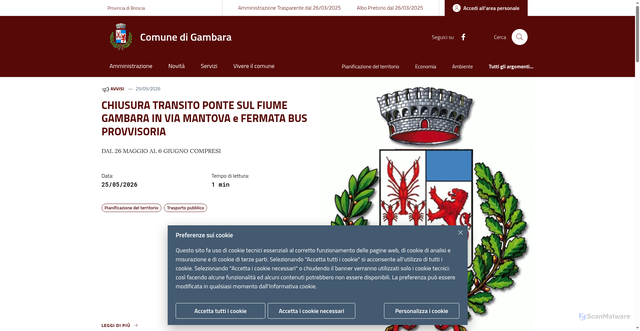 Security scan screenshot of https://www.comune.gambara.bs.it