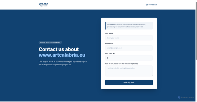 Security scan screenshot of https://www.artcalabria.eu