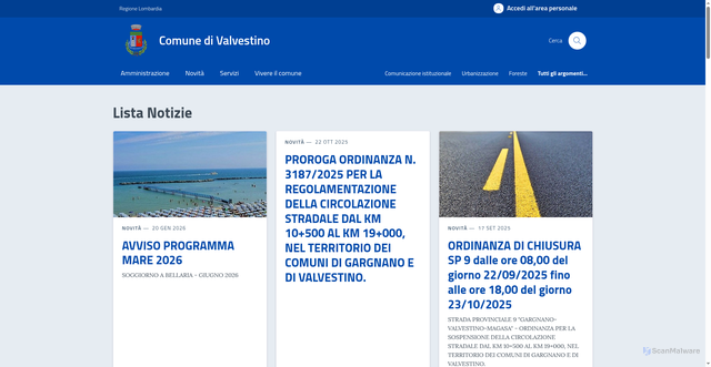 Security scan screenshot of https://www.comune.valvestino.bs.it