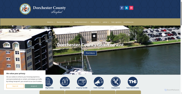 Security scan screenshot of https://dorchestermd.gov/