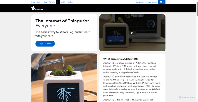 Security scan screenshot of https://io.adafruit.com