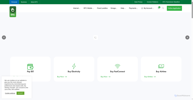 Security scan screenshot of https://btc.bw/