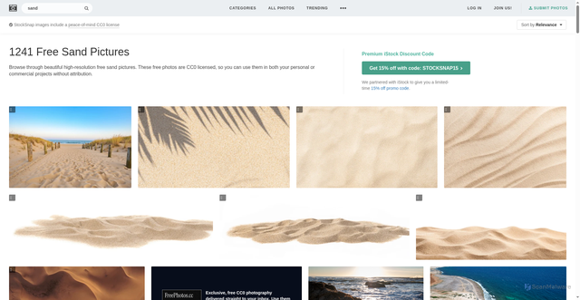 Security scan screenshot of https://linfares3.pages.dev/search/sand