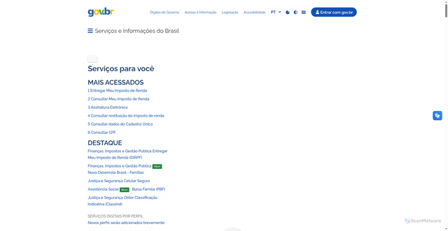Security scan screenshot of https://www.gov.br/pt-br/