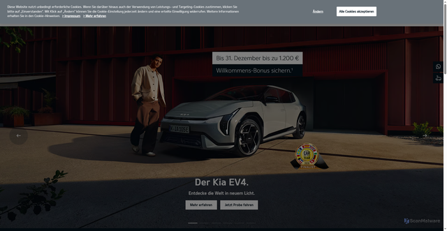Security scan screenshot of https://www.kia.com/
