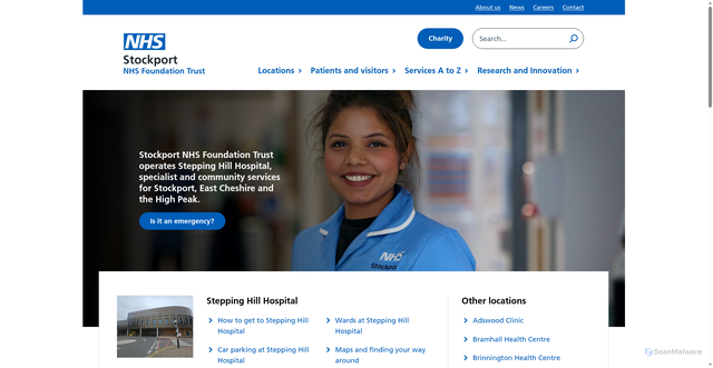Security scan screenshot of https://www.stockport.nhs.uk/