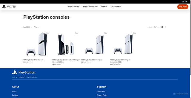 Security scan screenshot of https://playstationa.com/collections/playstation-consoles