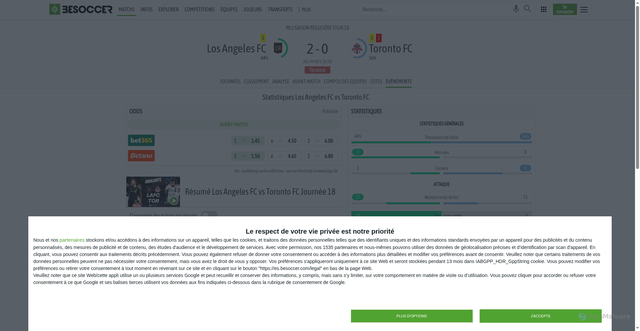 Security scan screenshot of https://fr.besoccer.com/match/los-angeles-football-club/toronto-fc/2025235857