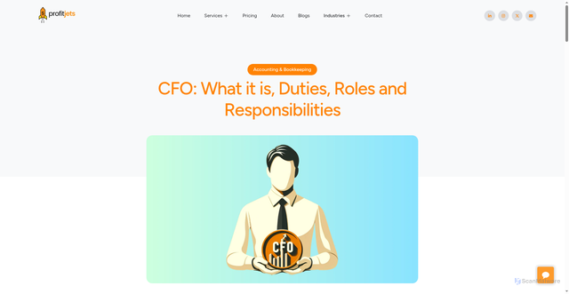 Security scan screenshot of https://profitjets.com/blog/cfo-chief-financial-officer/