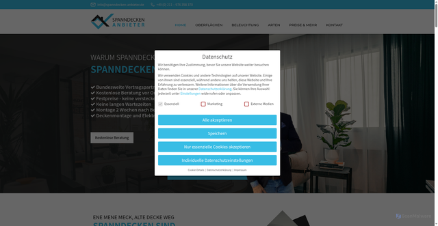 Security scan screenshot of https://spanndecken-anbieter.de