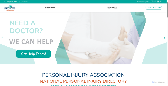 Security scan screenshot of https://personalinjuryassociation.com/