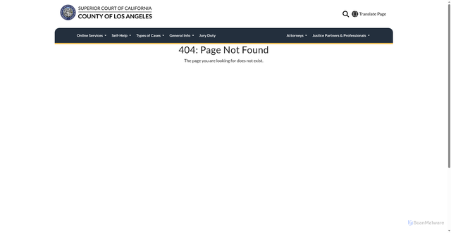 Security scan screenshot of https://www.lacourt.ca.gov/pages/cp/gi-courthouses-all