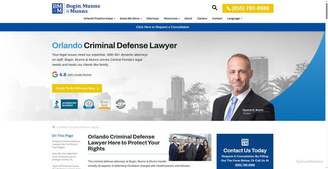 Security scan screenshot of https://www.boginmunns.com/areas-we-serve/orlando-fl/criminal-defense-lawyer/