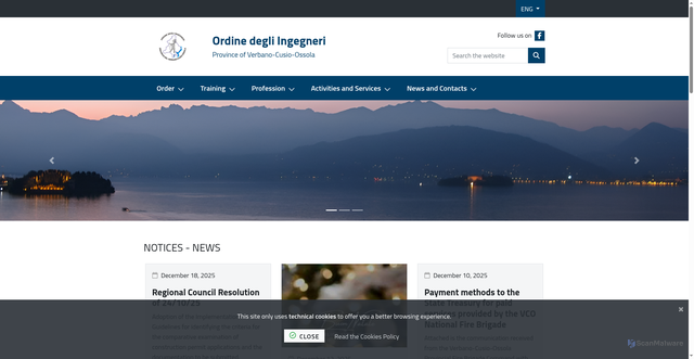 Security scan screenshot of https://www.ordineingvco.it/it-it/home