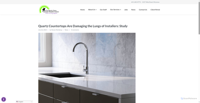 Security scan screenshot of https://simhcottumwa.org/quartz-countertops-are-damaging-the-lungs-of-installers-study/