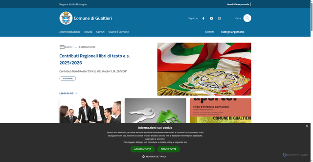 Security scan screenshot of https://www.comune.gualtieri.re.it/it
