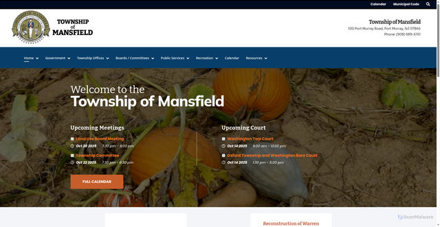 Security scan screenshot of https://mansfieldtownship-nj.gov/