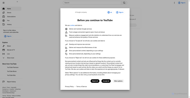 Security scan screenshot of https://de.youtube.com
