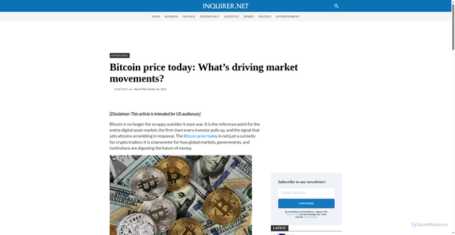 Security scan screenshot of https://usa.inquirer.net/180578/bitcoin-price-today-whats-driving-market-movements