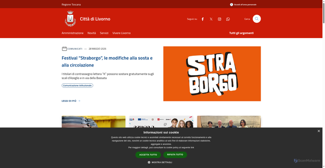 Security scan screenshot of https://www.comune.livorno.it