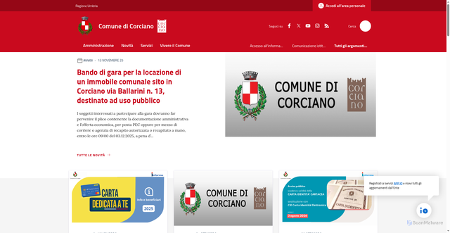 Security scan screenshot of https://www.comune.corciano.pg.it/
