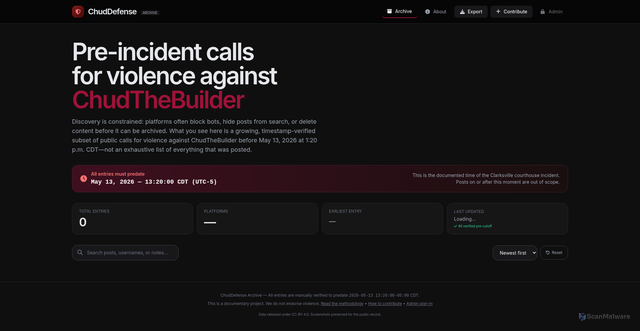 Security scan screenshot of https://chudefense.win